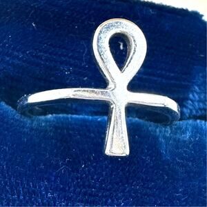 Vargas vintage 925 sterling silver Ankh Egyptian hieroglyph key of life ring 6